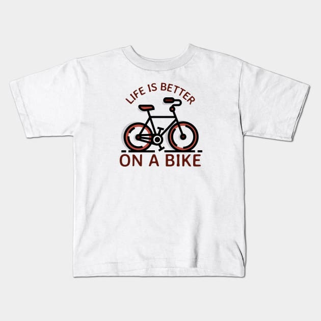 bicyclist Kids T-Shirt by Mountain Morning Graphics